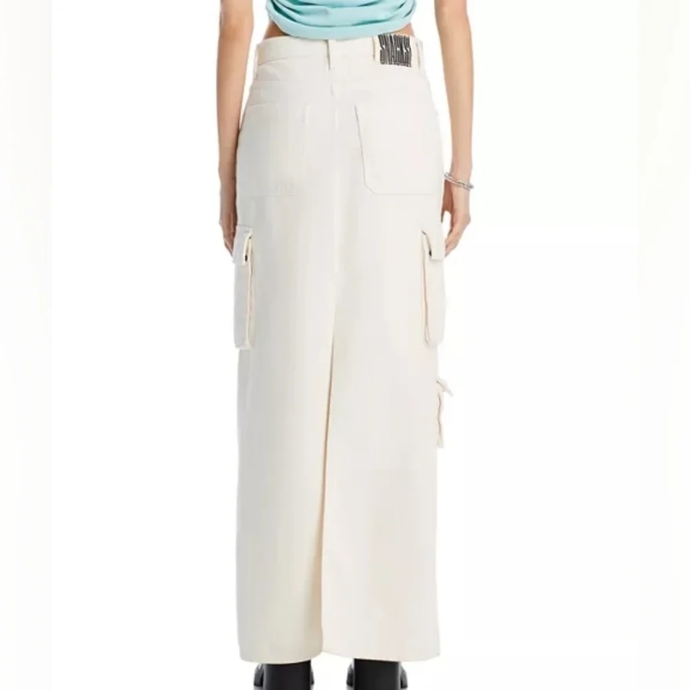 Mother Snacks Natural Ivory Off White The Fun Dip Denim Cargo Skirt Size 29